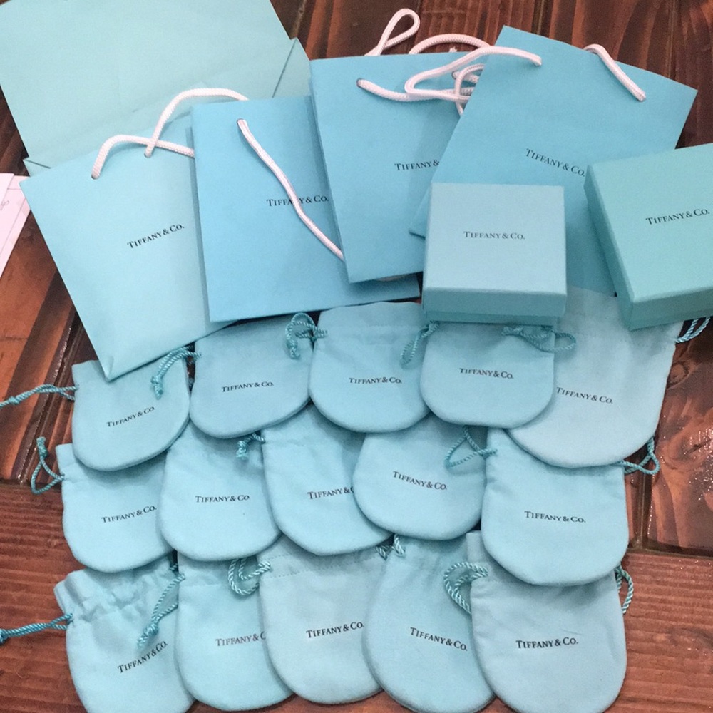 Lot of Authentic Tiffany&Co. pouches, bags &boxes